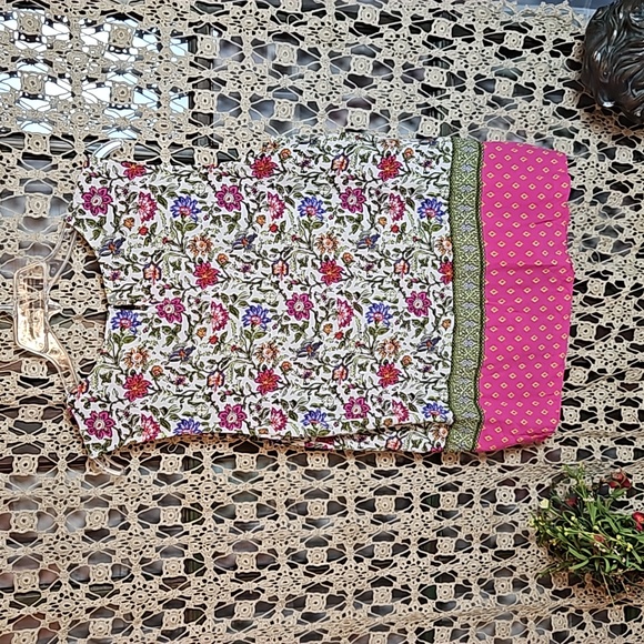 J. Jill Sleeveless Pleated Front Peplum Floral Print Blouse - Picture 7 of 11